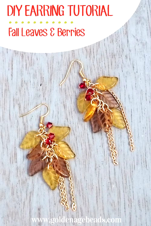 Fall leaf and berries bead and chain earring tutorial