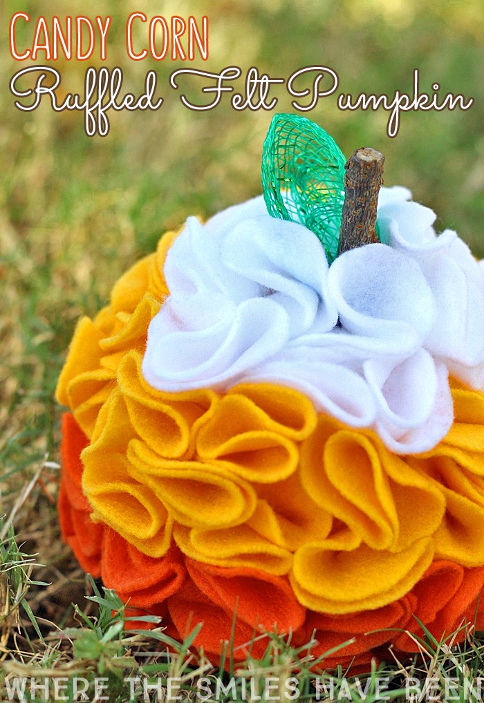 felt candy corn pumpkin decoration.