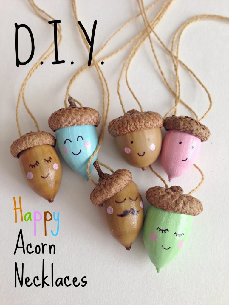 Adorable friendly acorn necklace tutorial