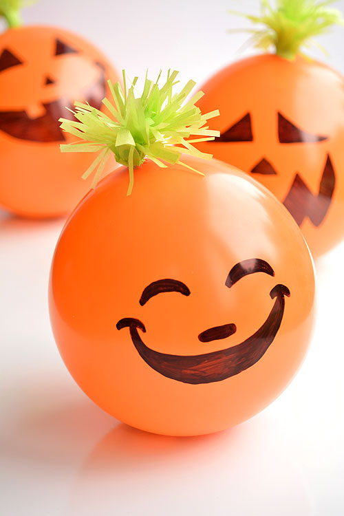 candy filled balloon pumpkins