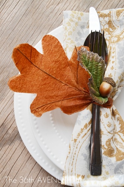 Crepe paper leaf fall thanksgiving napkin ring tutorial