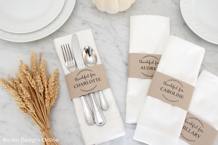 Printable, editable paper Thanksgiving napkin rings tutorial