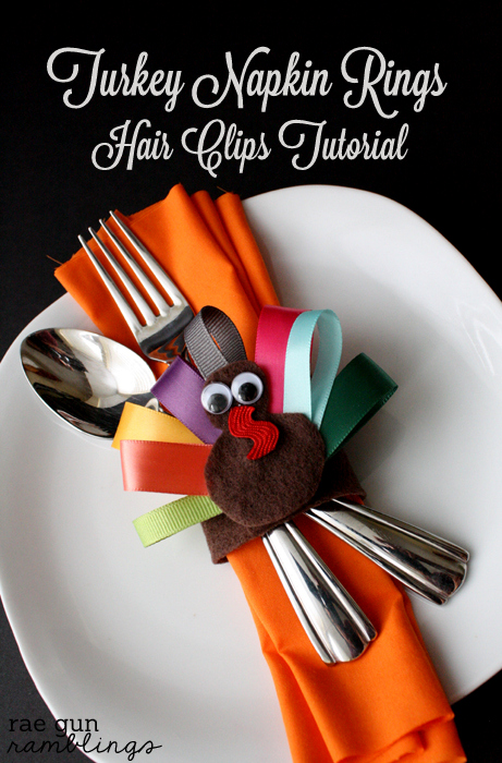 ribbon turkey Thanksgiving napkin rings tutorial