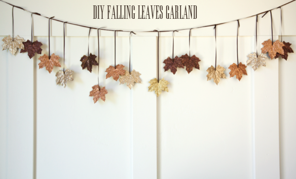 glitter leaf fall garland tutorial