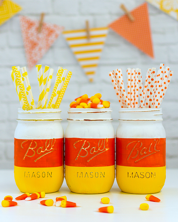 candy corn painted mason jars tutorial