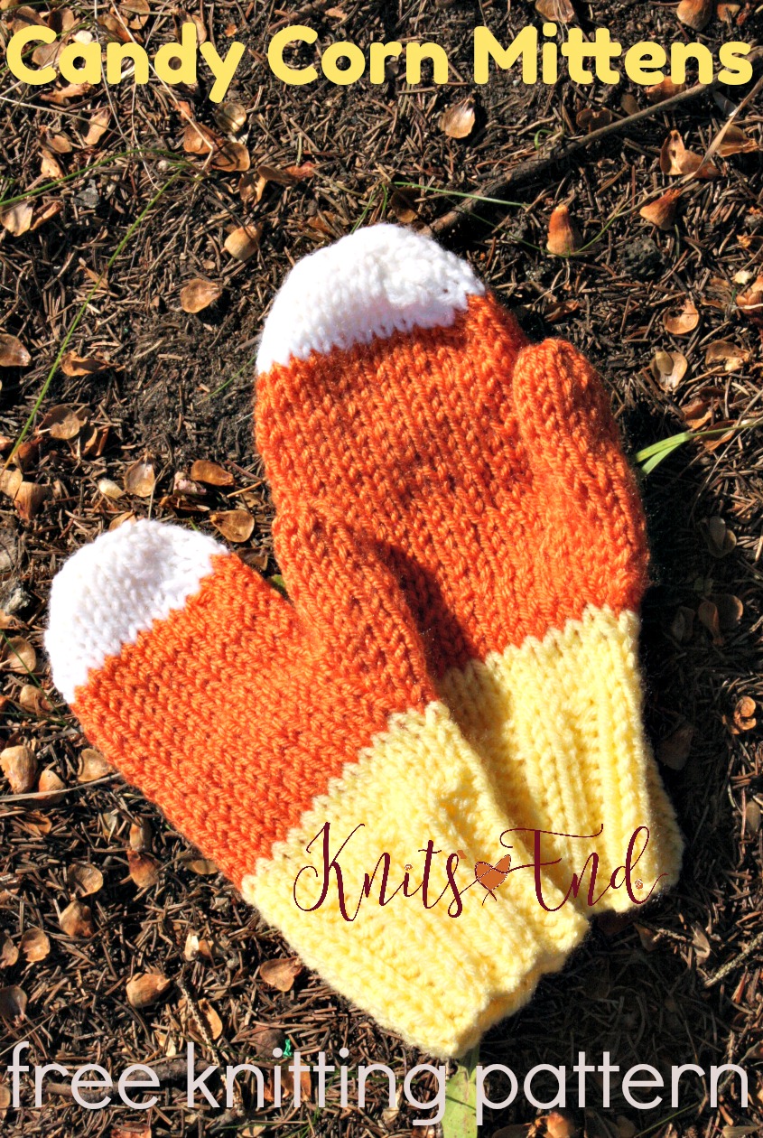 Candy Corn Mittens free knitting pattern