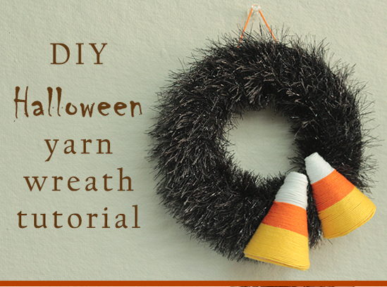 Yarn candy corn Halloween wreath tutorial