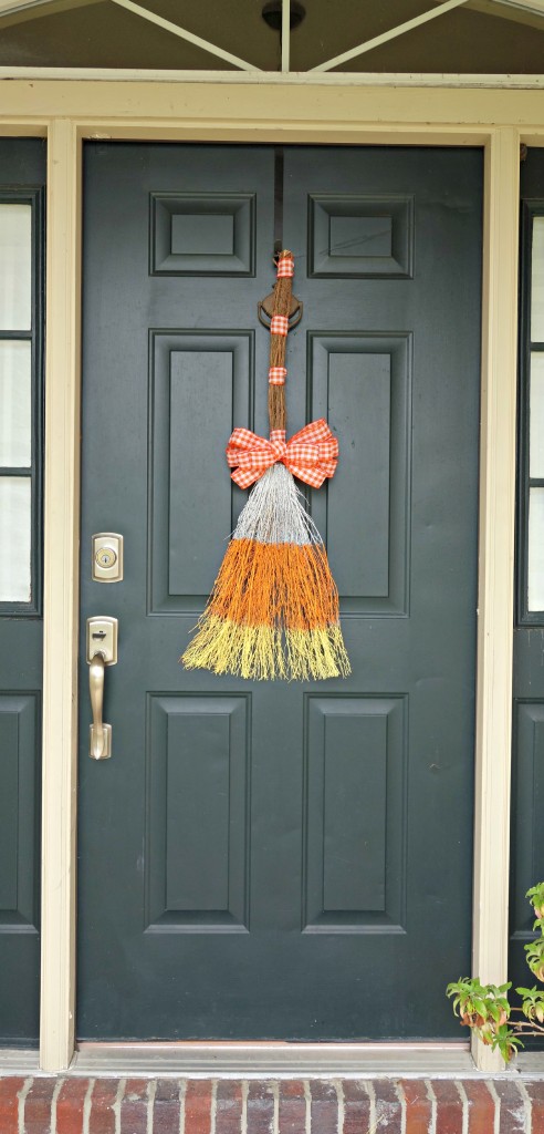 Candy corn broom door decorations tutorial