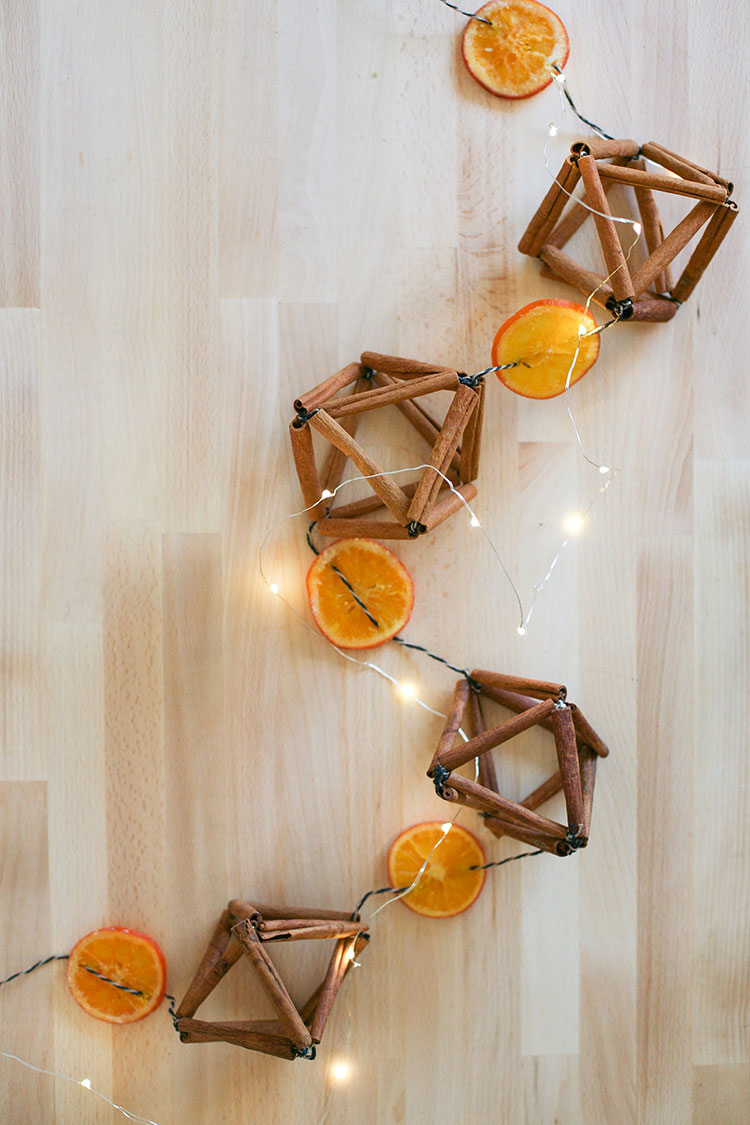 cinnamon stick and dried orange slice fall garland