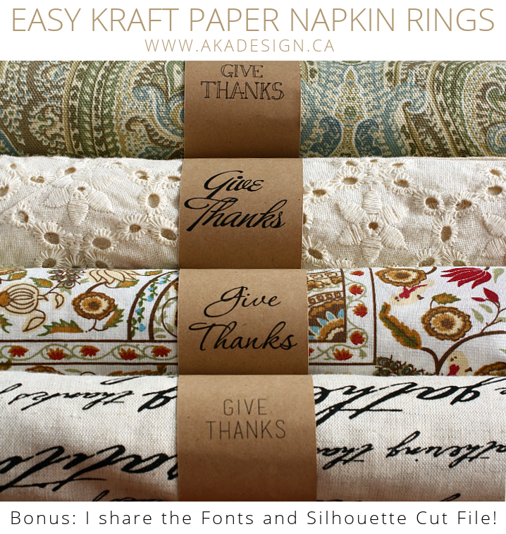 Printable kraft paper Thanksgiving napkin rings