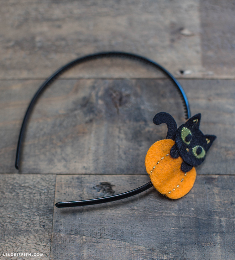 felt Halloween kitten headband