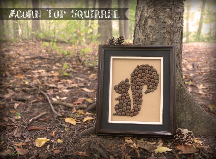 Acorn cap squirrel fall art