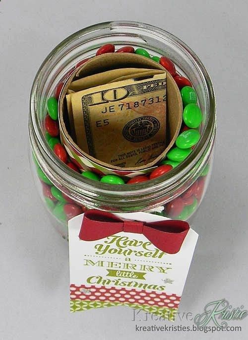 Hide money in the center of a jar of candy for a clever cash gift.