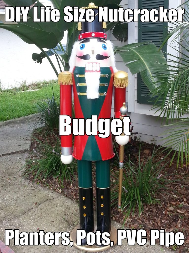 large scale life sized DIY nutcracker Christmas decoration on a budget