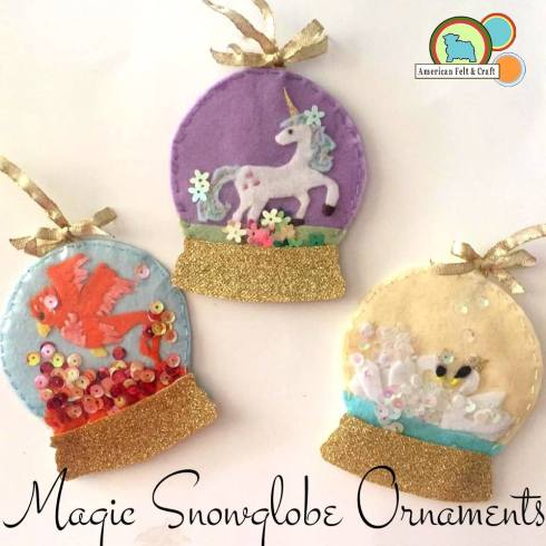 Magical unicorn snowglobe Christmas ornaments