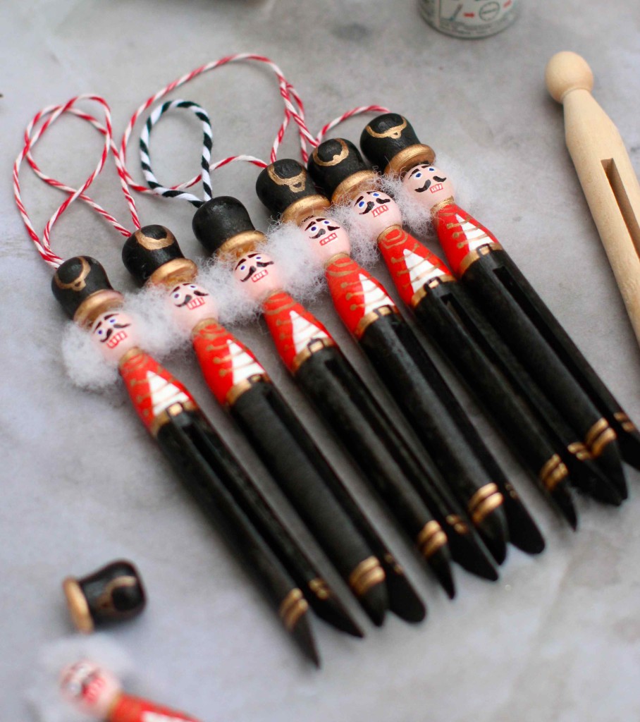 clothes pin soldier nutcracker Christmas ornaments tutorial