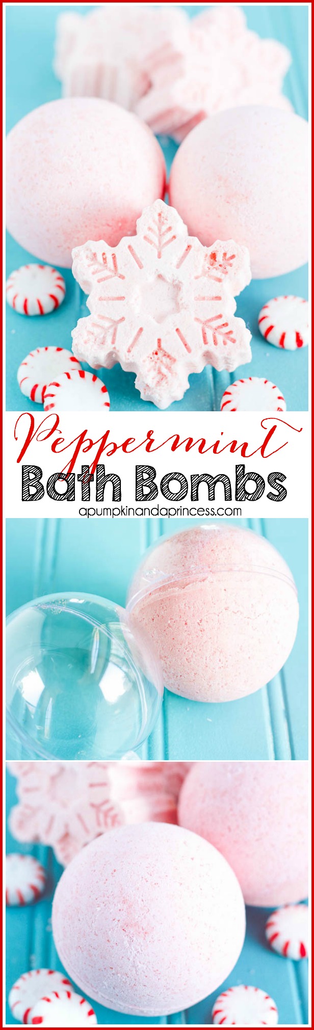 peppermint snowflake bath bombs tutorial