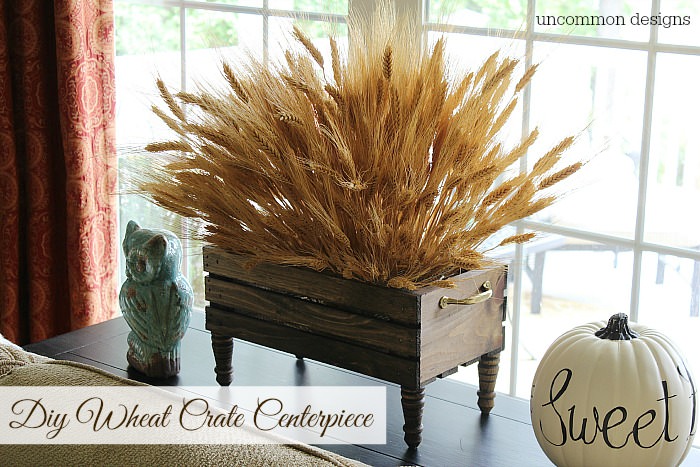 DIY wheat crate Thanksgiving centerpiece