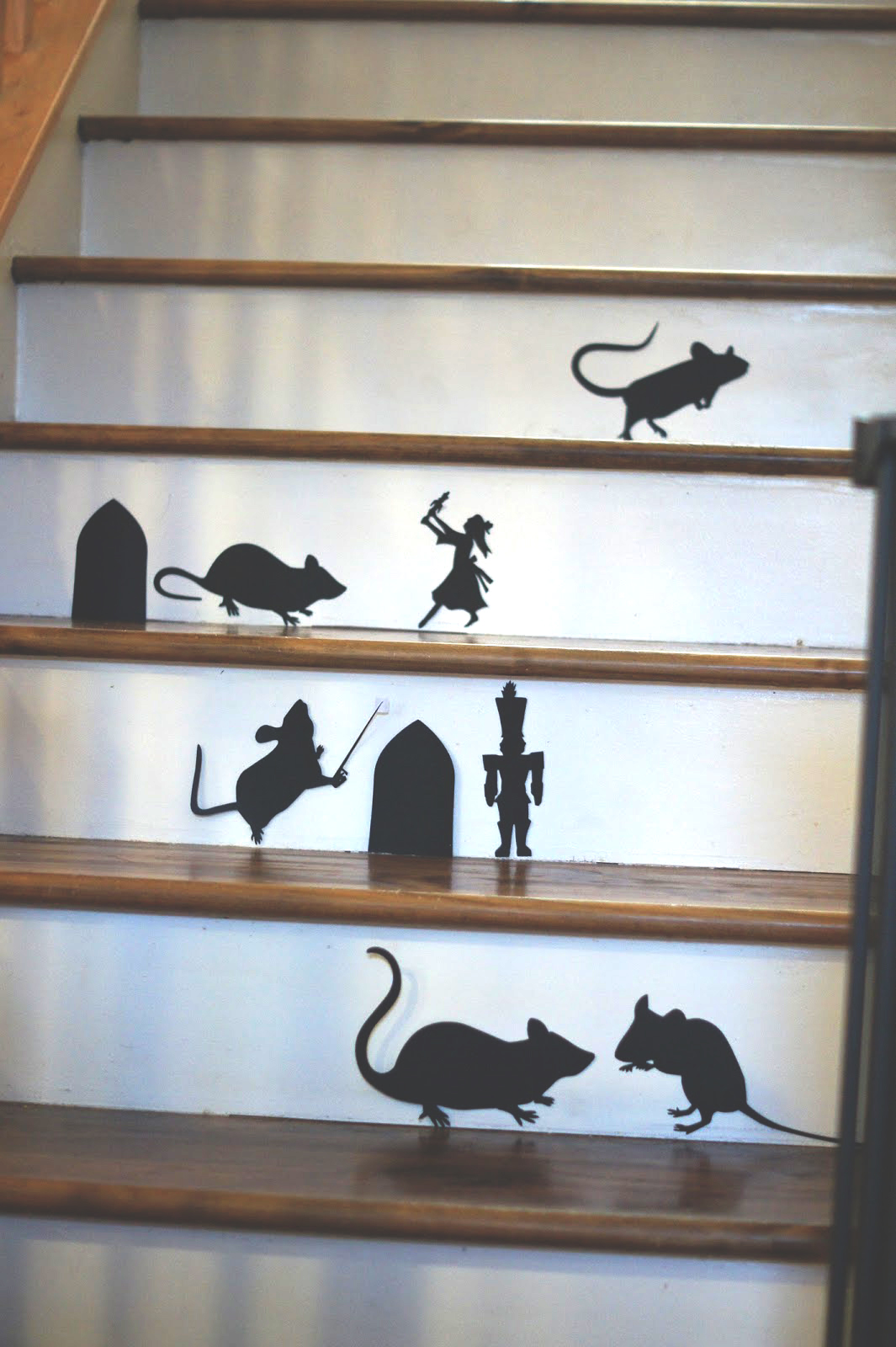 Nutcracker silhouette cutouts on stairs