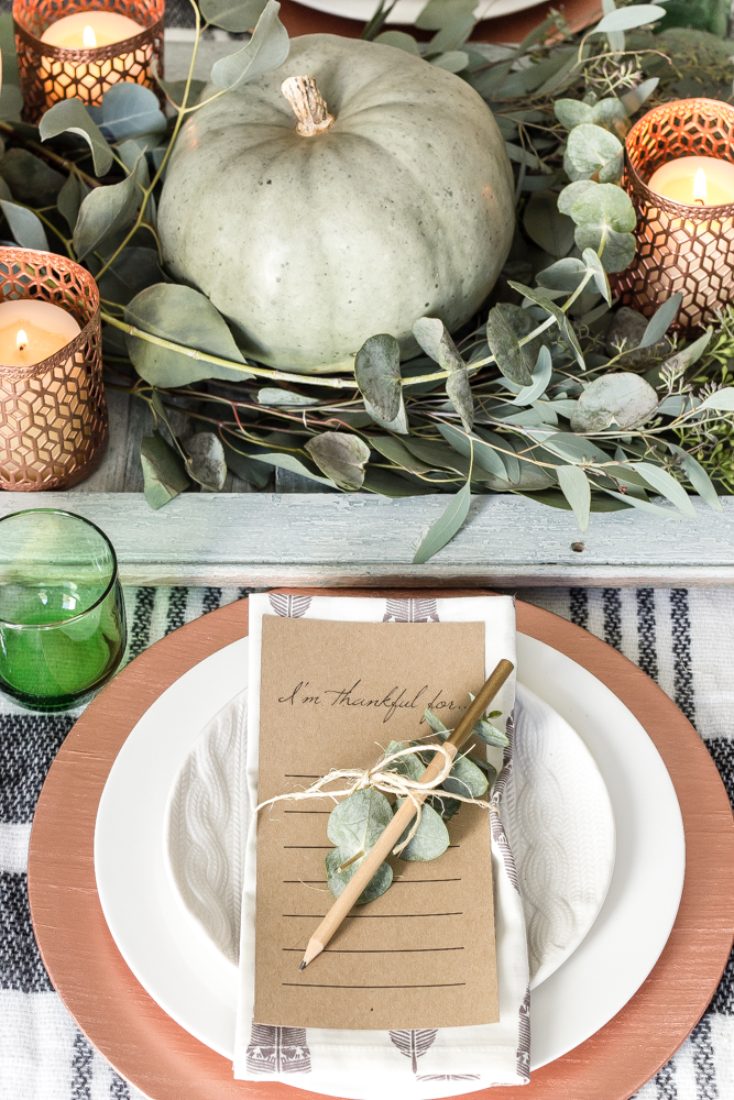 Free Printable I'm Thankful For Table Setting for Thanksgiving