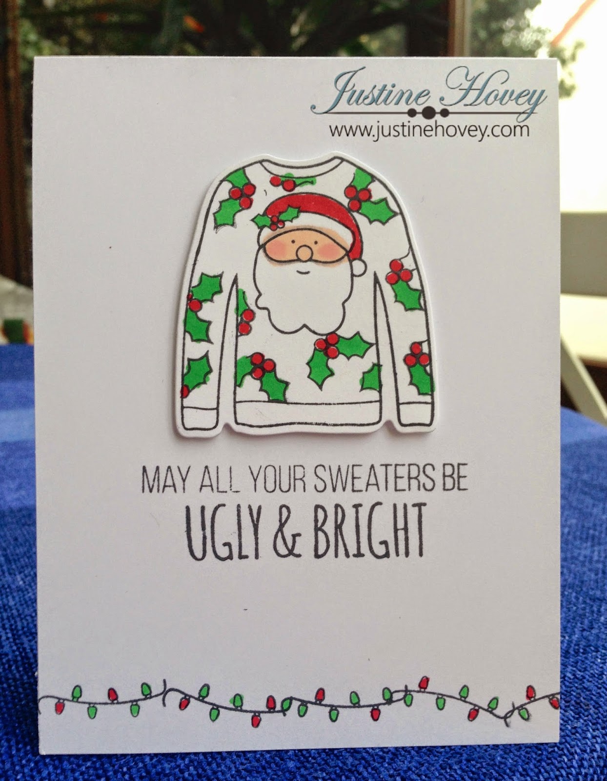 DIY ugly Christmas sweater themed Christmas card tutorial