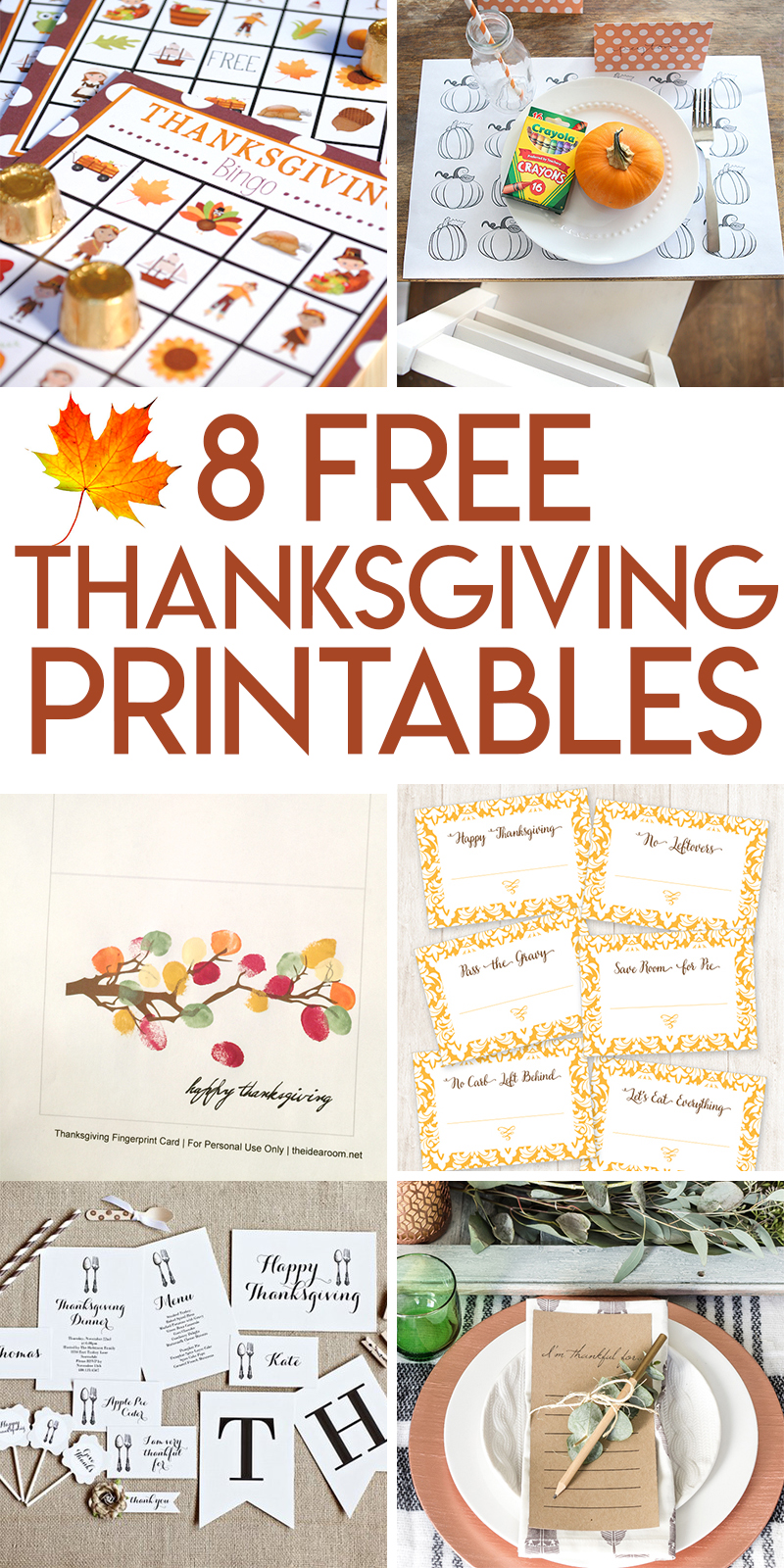 8 free printables for your thanksgiving table