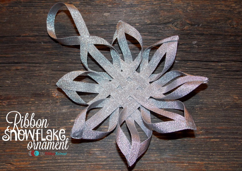 woven ribbon snowflake Christmas ornament tutorial