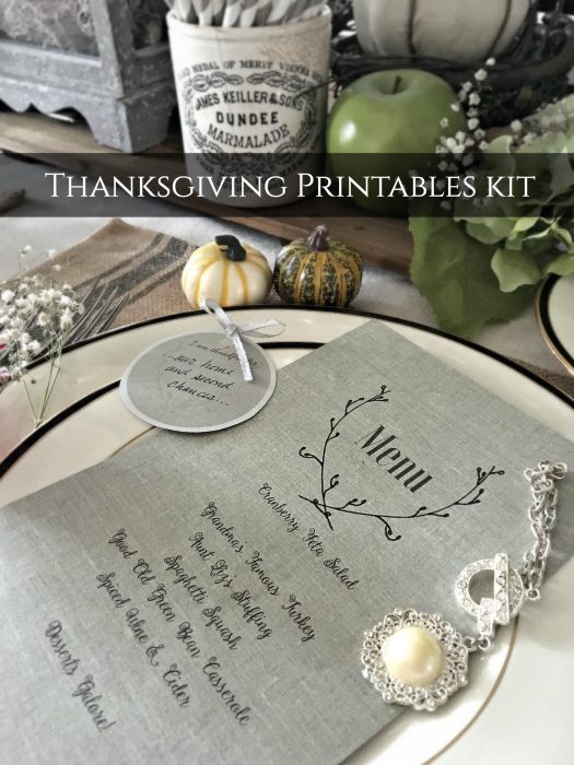 printable Thanksgiving menu and label set