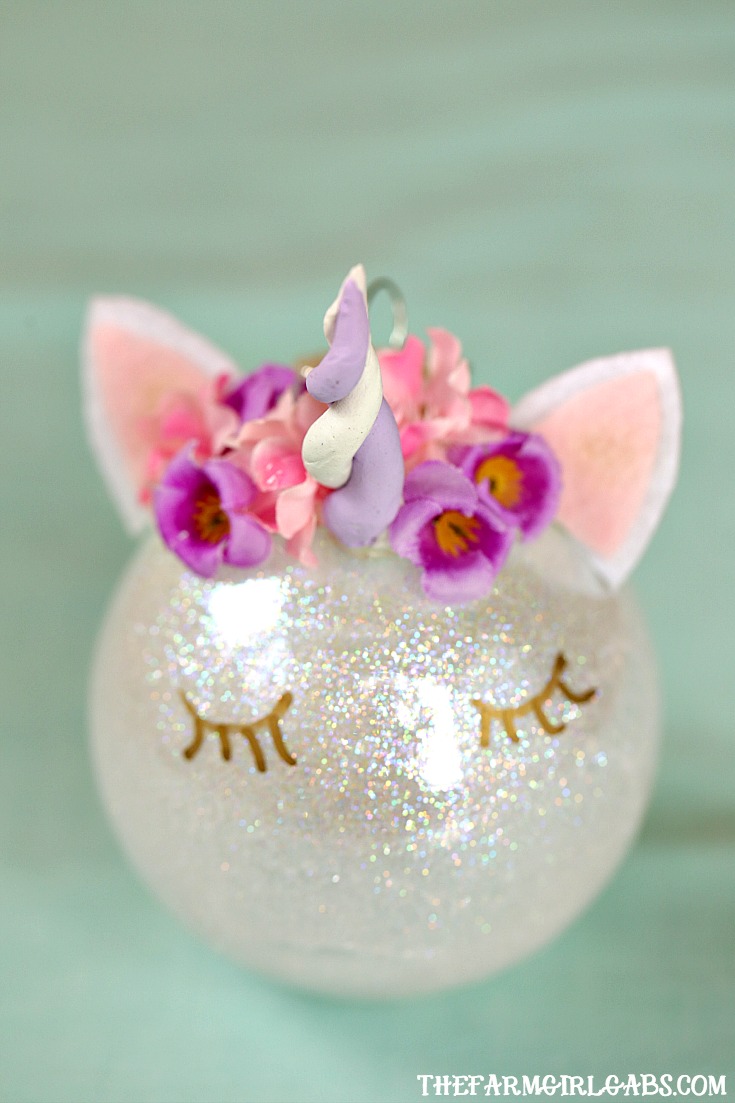 Unicorn glass Christmas ball ornament tutorial