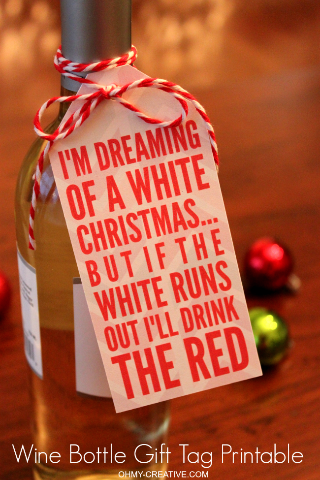 Free printable Christmas wine gift tag