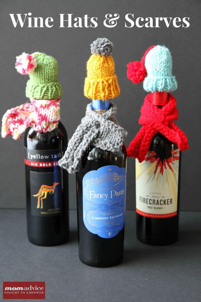 Wine Bottle knitted hats and scarves tutorial