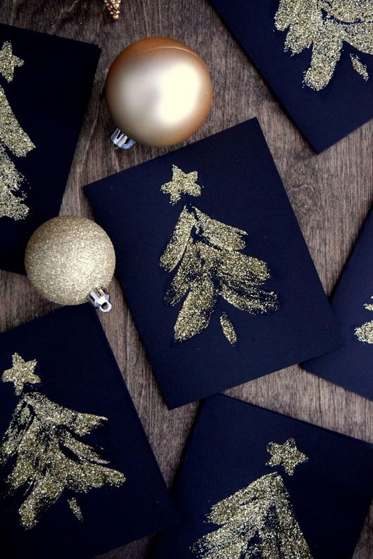 Glittery, easy DIY Christmas tree cards