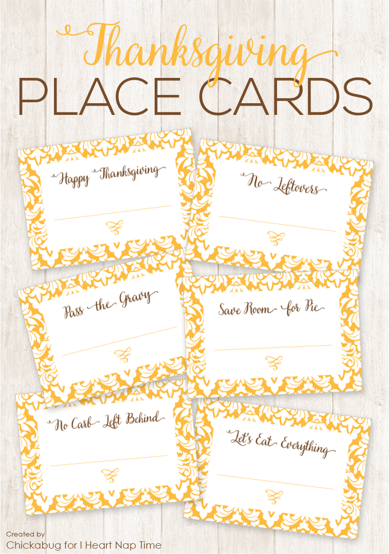 Free printable Thanksgiving place cards