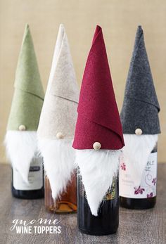 gnome tomte wine bottle cover tutorial