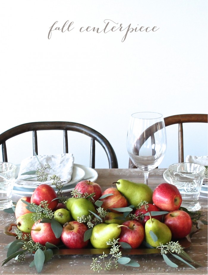 Easy fruit and seeded eucalyptus fall centerpiece