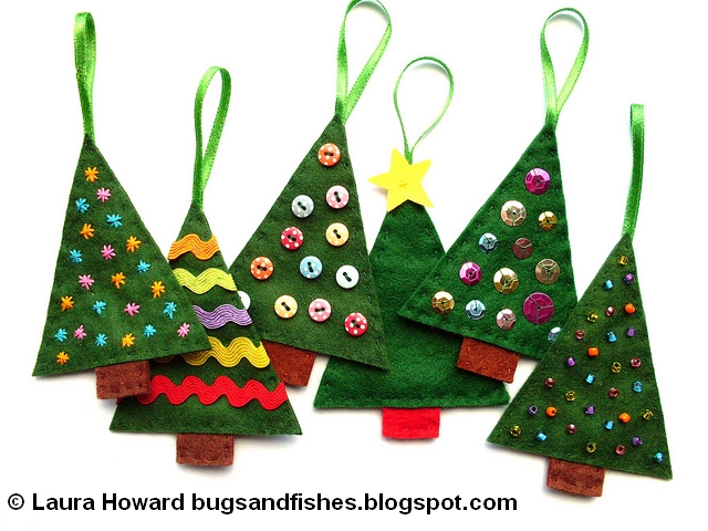 felt christmas tree ornament tutorial and pattern