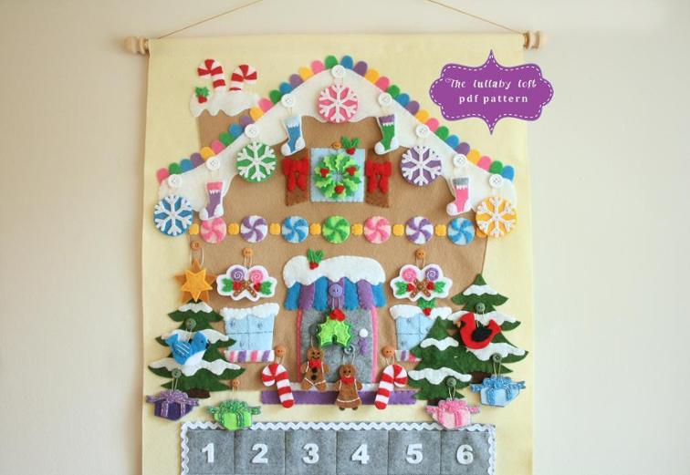 felt gingerbread house advent calendar