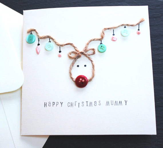 twine and button rudolph christmas card
