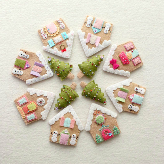 Felt Christmas gingerbread house pattern