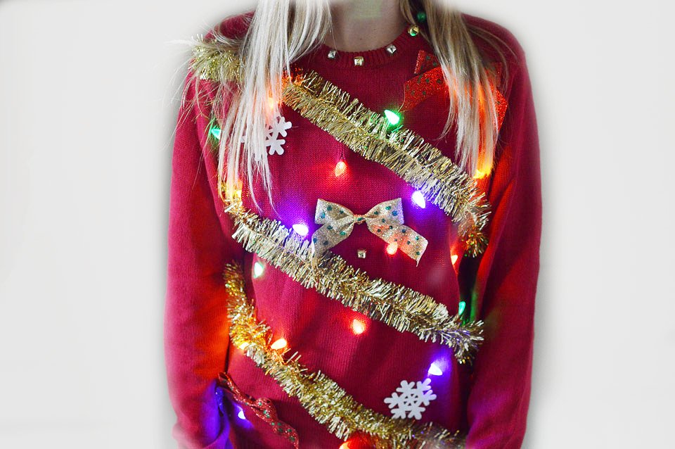 DIY light up ugly Christmas sweater tutorial