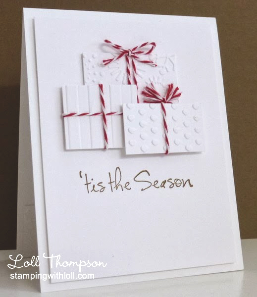 monochromatic embossed Christmas gifts Christmas card