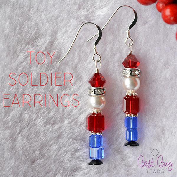 Toy soldier nutcracker beaded earrings tutorial