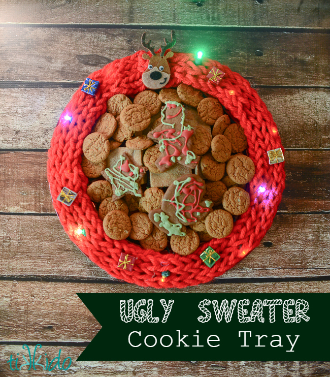 Light up ugly sweater Christmas cookie tray tutorial