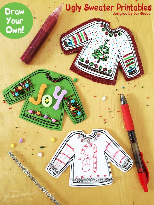 Printable ugly Christmas sweater gift tags