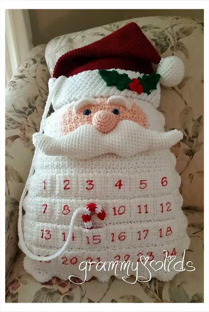 Crochet santa pillow advent calendar