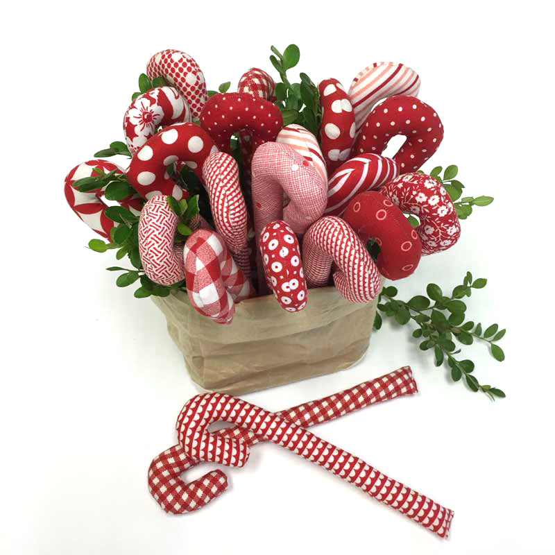 fabric candy cane decorations pattern and instructions.