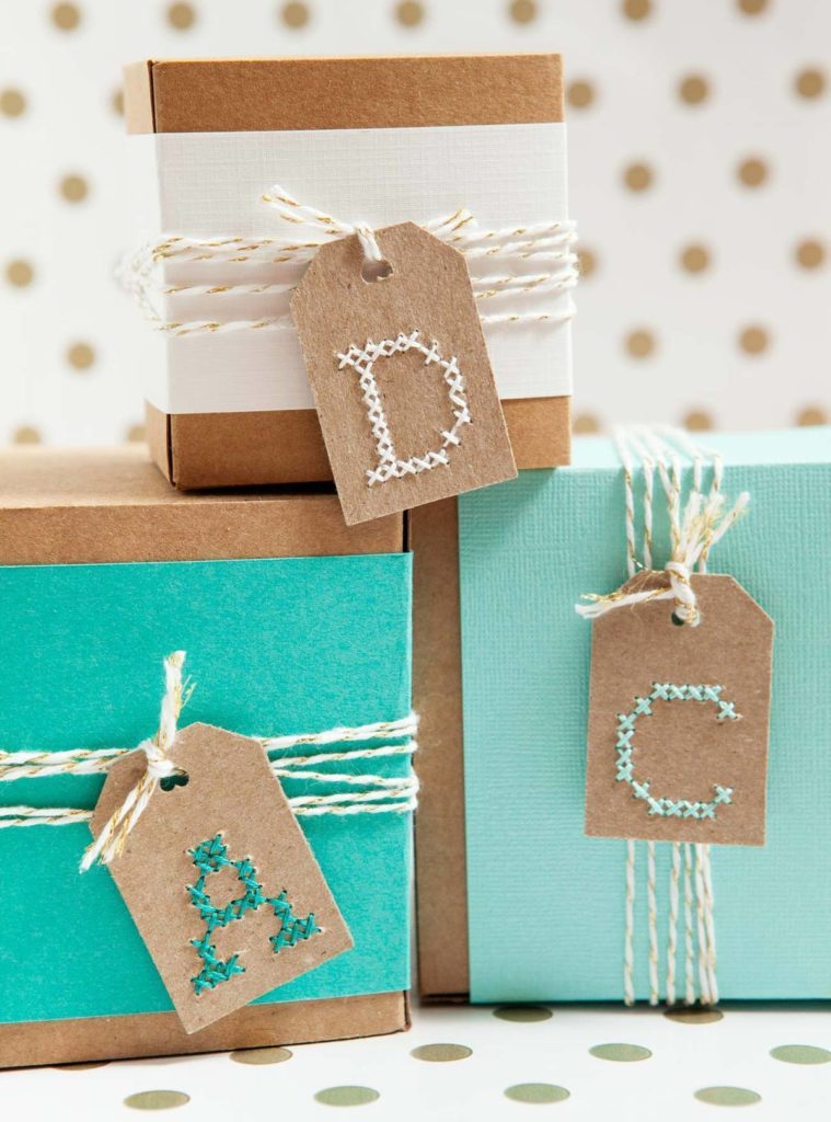 DIY cross stitch gift tags