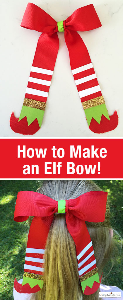 Elf hair bow tutorial for Christmas