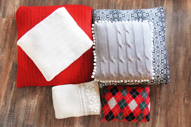 Turn old sweaters into knit Christmas pillows