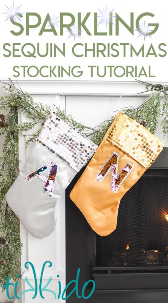 Mermaid sequin fabric monogram Christmas stocking tutorial